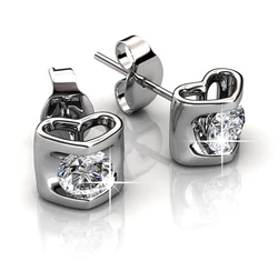 Szív - ékszerdobozos Swarovski kristályos fülbevaló 