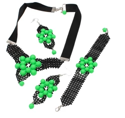 AMANDA - Swarovski gyöngy ékszerszett -  Neon Green - zöld