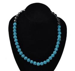 30 gömbös, exkluzív shamballa nyaklánc - türkiz