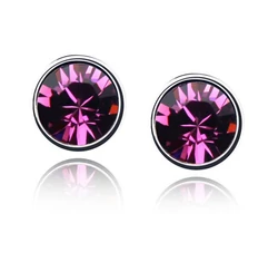 Keretes kristály fülbevaló-viola - Swarovski kristályos