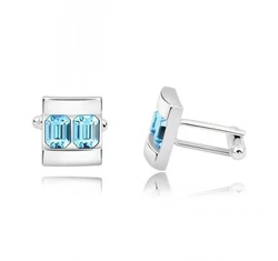 Két köves mandzsettagomb - világoskék - Swarovski kristályos