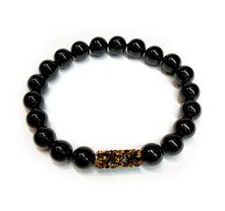Swarovski gyöngy karkötő  - Mystic Black óarany Tube dísszel
