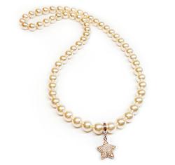 Swarovski gyöngy nyaklánc csillag alakú medállal- Creamrose - krém