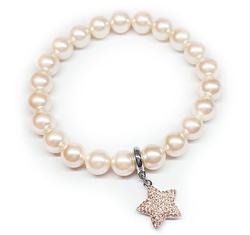 Swarovski gyöngy karkötő - csillagos- Creamrose - arany