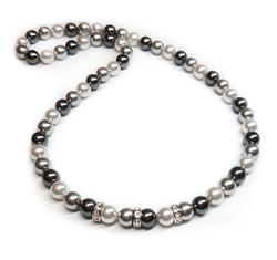 Swarovski gyöngy nyaklánc -White, Light Grey, Dark Grey