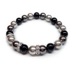 Swarovski gyöngy karkötő - Light Grey, Dark Grey, Mystic Balck