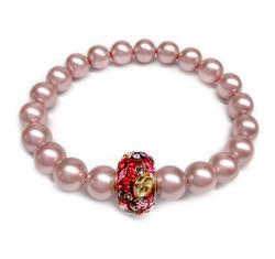 Swarovski kristályos gyöngy karkötő  - púderrózsaszín