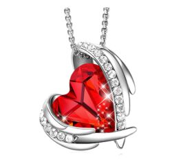 Red Angel- Swarovski kristályos nyaklánc-piros-ezüst