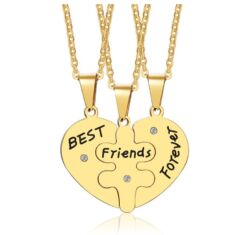 Best Friends Forever - 3 medálos acél nyaklánc szett - arany