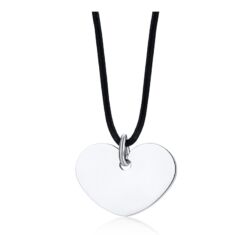 Gravírozható nemesacél medál -  szív alakú - viaszolt kötélen-Valentin napra ajánljuk!