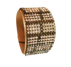 11 kősoros bőr karkötő- Silk&Bronze - Swarovski kristályos