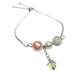 Swarovski kristály és gyöngy karkötő  - White, Rosaline, AB Crystal