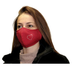 Swarovski kristályos egészségügyi maszk - piros, szív motívummal