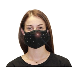 Swarovski kristályos egészségügyi maszk - fekete, tele kristállyal