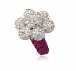 Shamballa virág gyűrű- lila - Swarovski kristályos