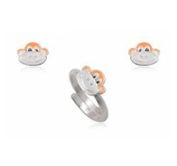 Gyermek ezüst szett - narancssárga majom - Gyűrű