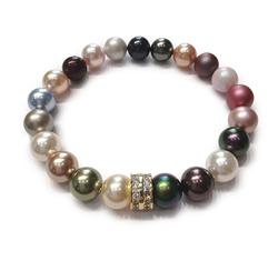 Swarovski gyöngy karkötő  - multicolor - arany dísszel