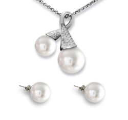 White pearl ékszerszett - ezüst - Swarovski kristályos