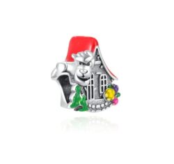 Pandora stílusú aranyozott ezüst charm -  Kutyaház