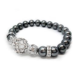 Swarovski gyöngy karkötő - Dark Grey , Crystal kristálygyönggyel