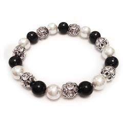 Swarovski gyöngy karkötő -Mystic  Black-White