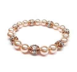 Swarovski gyöngy karkötő - Peach - Rose Gold Rondelle Ball - barackszín
