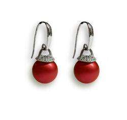 Swarovski gyöngy ezüst fülbevaló - Rouge pearl