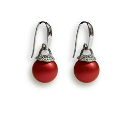 Swarovski gyöngy ezüst fülbevaló - Rouge pearl