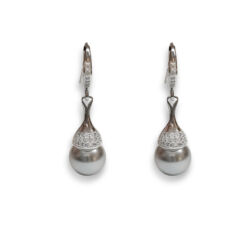 Swarovski gyöngy ezüst fülbevaló - Light grey