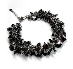 Exkluzív, Swarovski kristályokból fűzött karkötő - Hematite