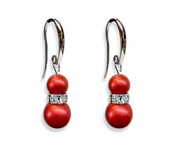 Rougeball- Swarovski gyöngyös fülbevaló - ezüst
