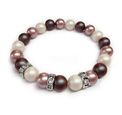 Swarovski kristályos gyöngy karkötő  - Pearlescent White, Powder Rose, Iridescent Dark Red