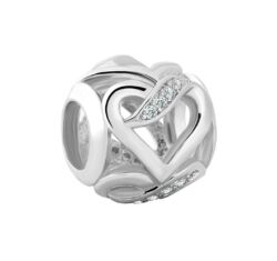 Pandora stílusú ezüst charm - Körben szív