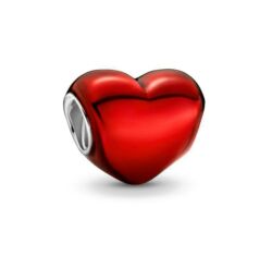 Pandora stílusú ezüst charm - Piros szív