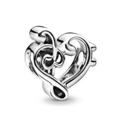 Pandora stílusú ezüst charm - Zenélő szív