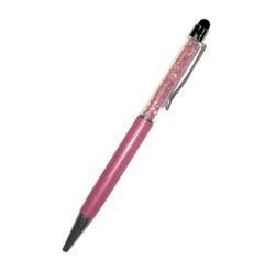 Kristályos toll ( golyóstoll ) kék tintával, érintőképernyőhöz való véggel - rózsaszín
