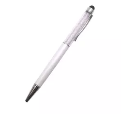 Kristályos toll ( golyóstoll ) kék tintával, érintőképernyőhöz való véggel - fehér