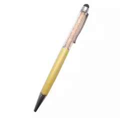 Kristályos toll ( golyóstoll ) kék tintával, érintőképernyőhöz való véggel - sárga