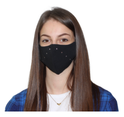Swarovski kristályos egészségügyi maszk, állítható fülpánttal - fekete, kétoldalt sáv motívummal