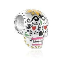Pandora stílusú  ezüst charm -Día de los Muertos