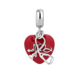 Pandora stílusú  ezüst charm -Szívhang-Valentin napra ajánljuk!