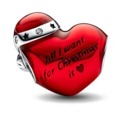 Pandora stílusú  ezüst charm -  Karácsonyi szív