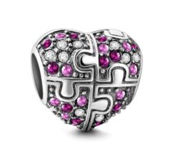 Pandora stílusú ezüst charm - Szívpuzzle-Valentin napra ajánljuk!