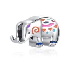 Pandora stílusú ezüst charm -  Színes elefánt
