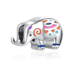 Pandora stílusú ezüst charm -  Színes elefánt