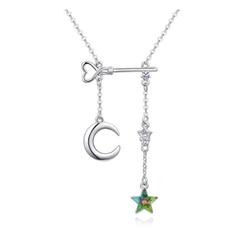 Csillag,hold- smaragdzöld- Swarovski kristályos nyaklánc