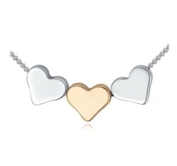 3 szív- acél nyakék - rózsaaran-ezüst színben-Valentin napra ajánljuk!