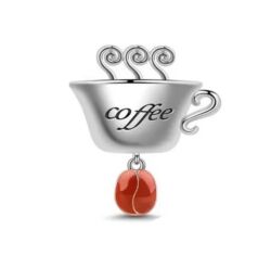 Pandora stílusú  ezüst charm - Coffee