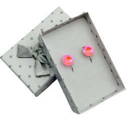 Csillogó kör- Swarovski kristályos Francia kapcsos fülbevaló-opálos rózsaszín