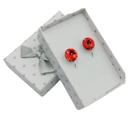 Csillogó kör- Swarovski kristályos Francia kapcsos fülbevaló-piros